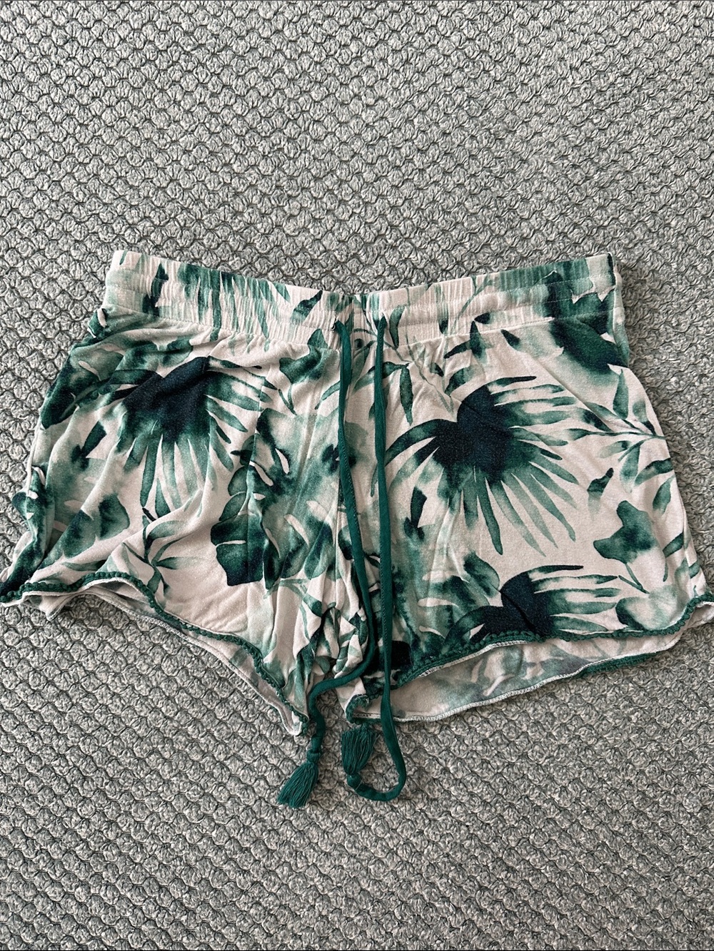 Green Floral Drawstring Sleep Shorts